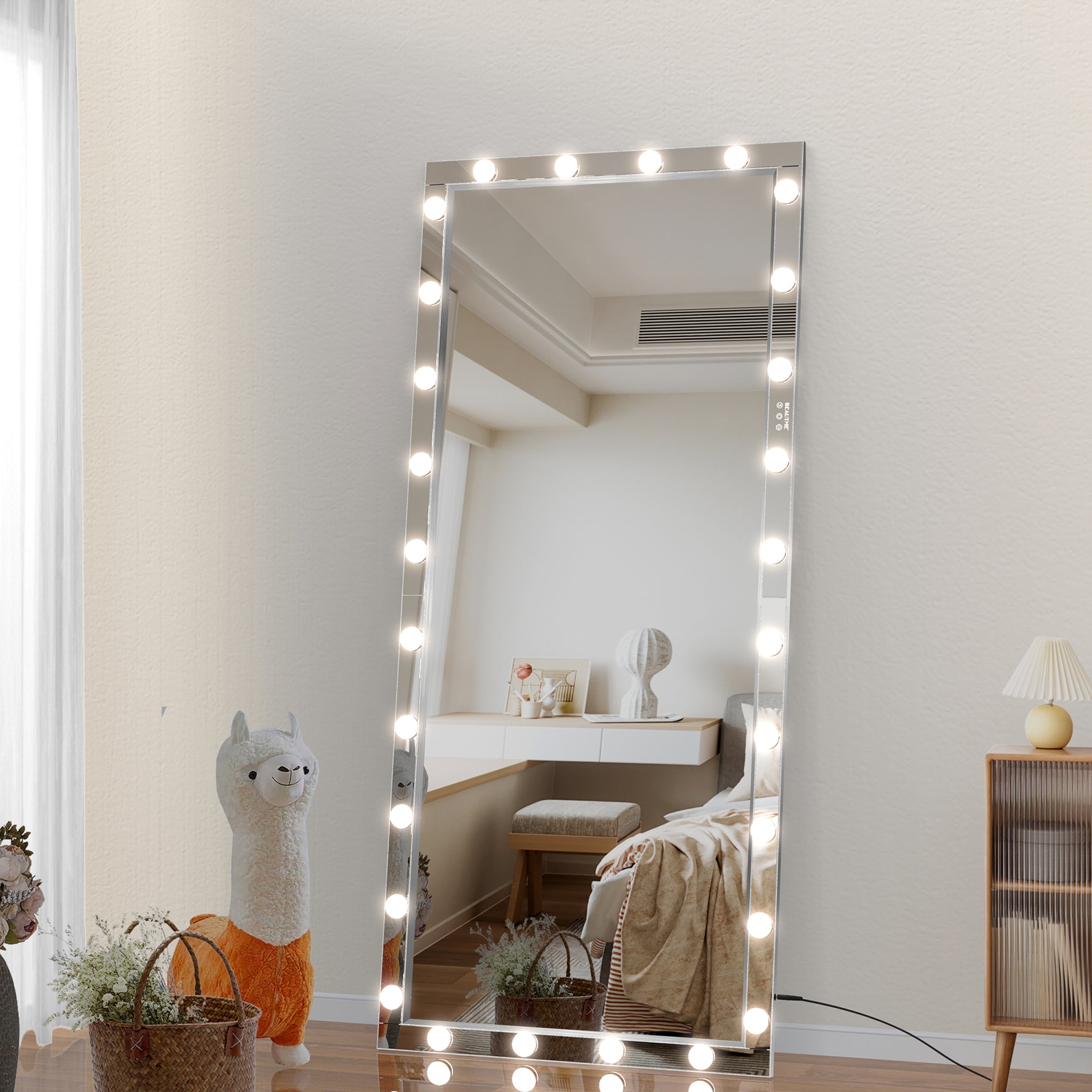 Hollywood LED Full Body Mirror with Lights Extra Large silver-aluminium