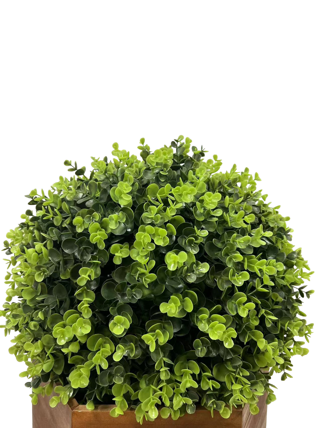 24" Ball Topiary In Redwood Pot, Artificial Faux Plant For Indoor And Outdoor Green Plastic