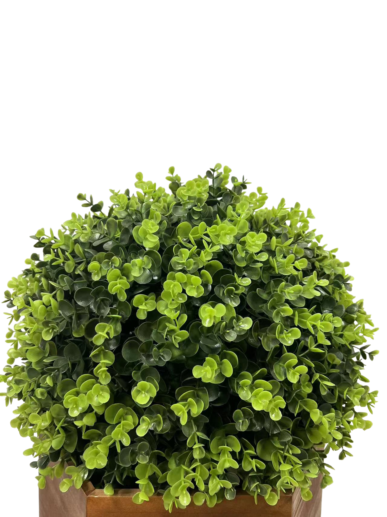 24" Ball Topiary In Redwood Pot, Artificial Faux Plant For Indoor And Outdoor Green Plastic