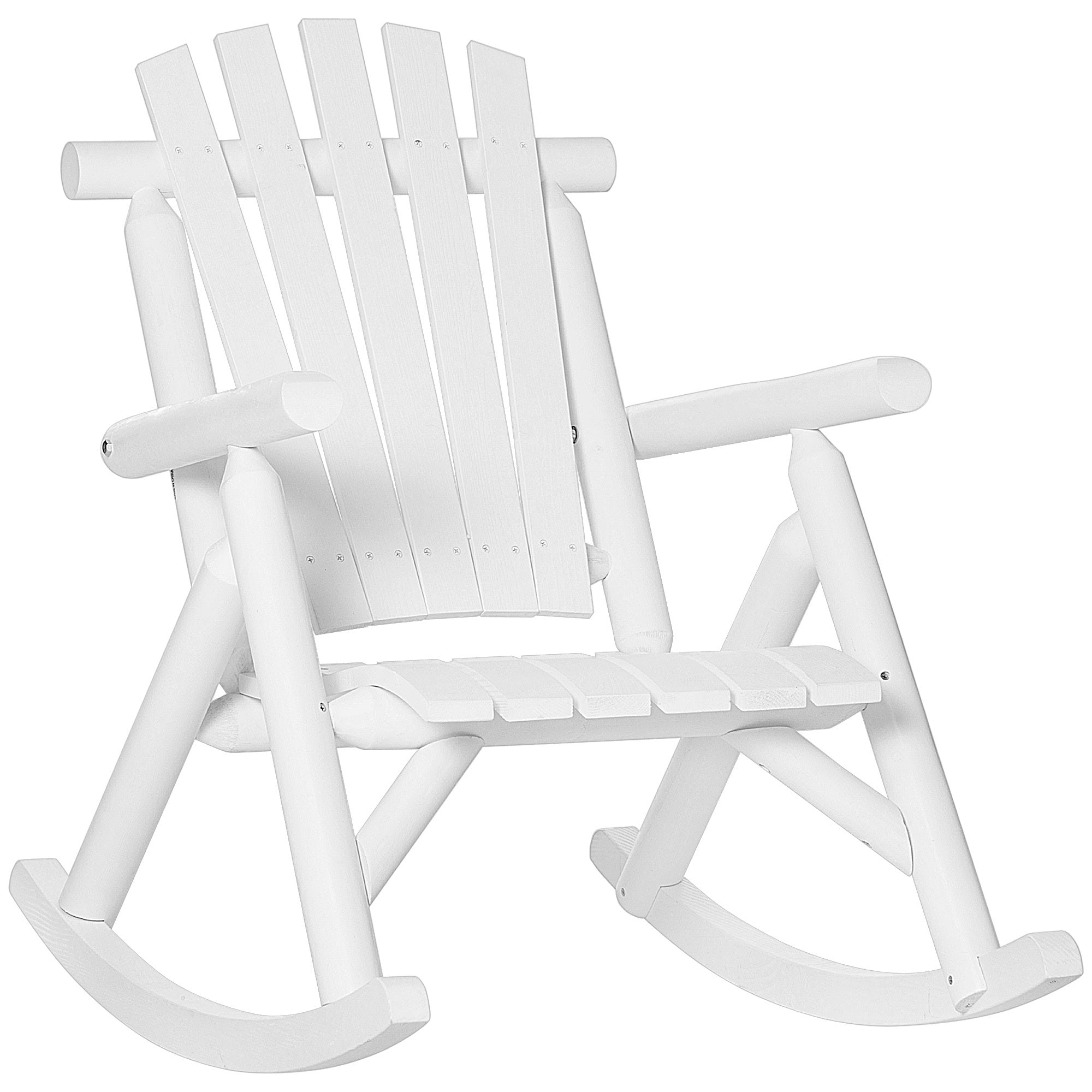 Outdoor Wooden Rocking Chair, Rustic Adirondack Rocker With Slatted Se
