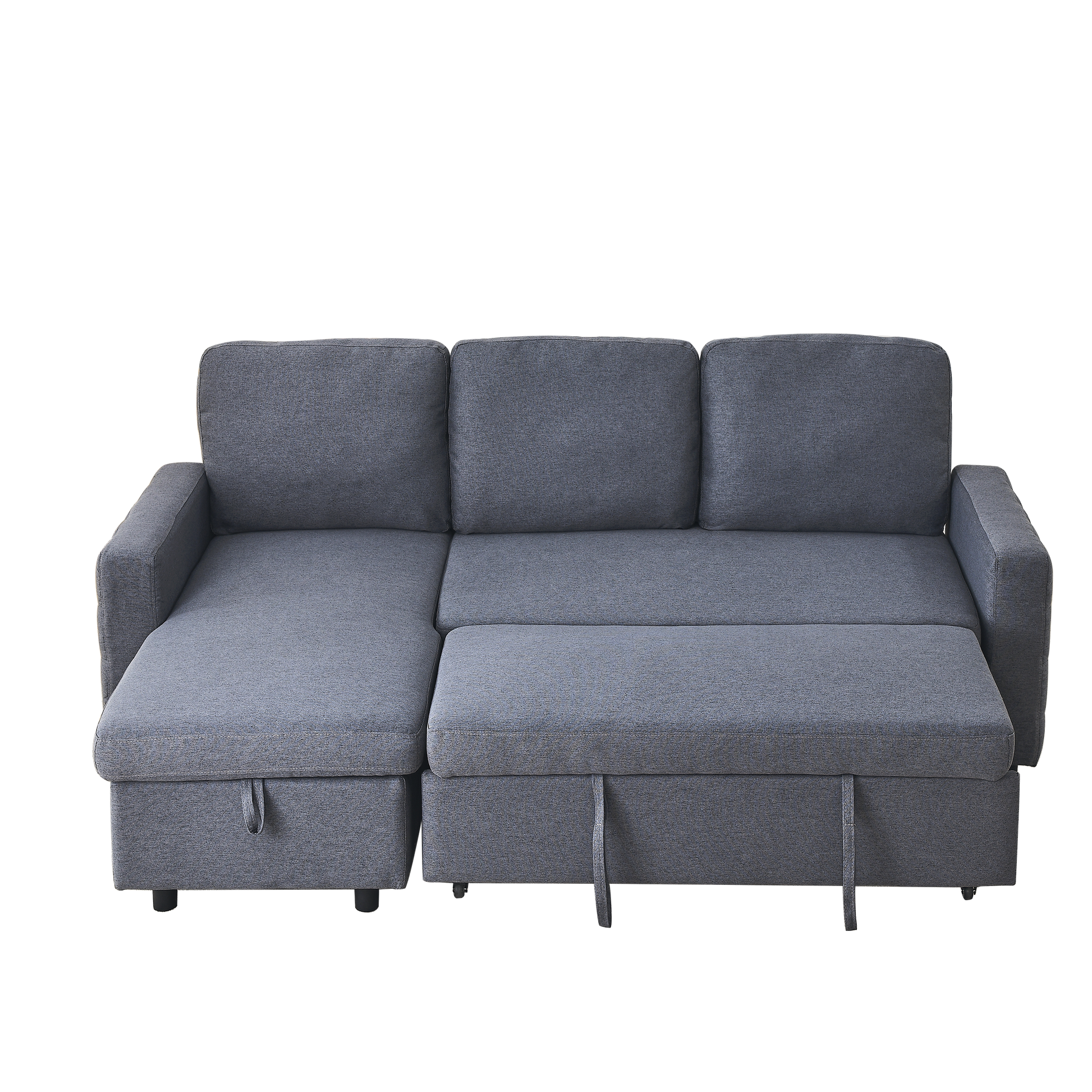 Fx 78.8" Reversible Sleeper Combo Sofa With Pullout Bed, Comfortable Linen L Shaped Combo Sofa Sofa Bed, Living Room Furniture Sets For Tight Spaces Dark Grey Linen Wood Primary Living Space Foam Fabric 3 Seat