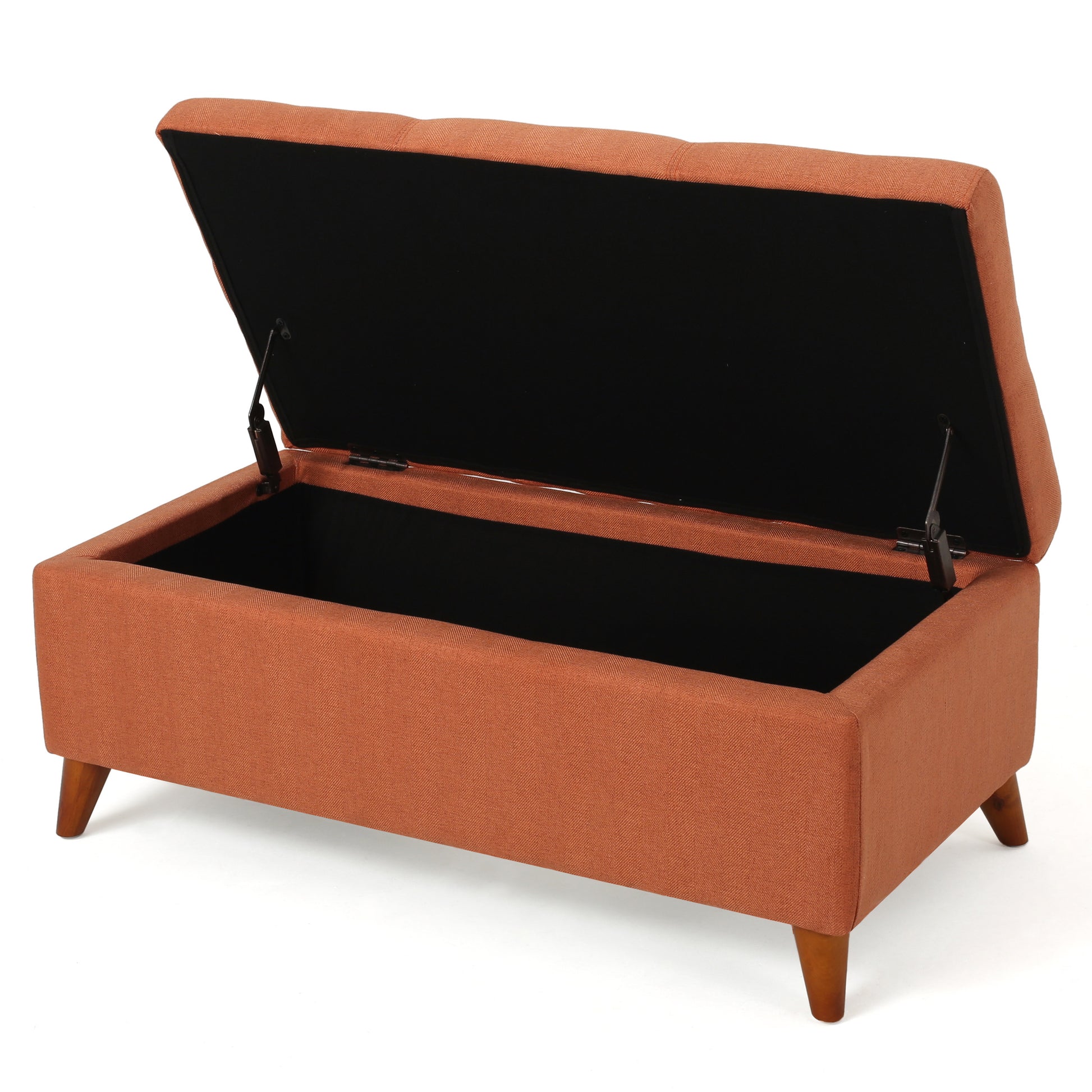 Storage Ottoman Orange Fabric