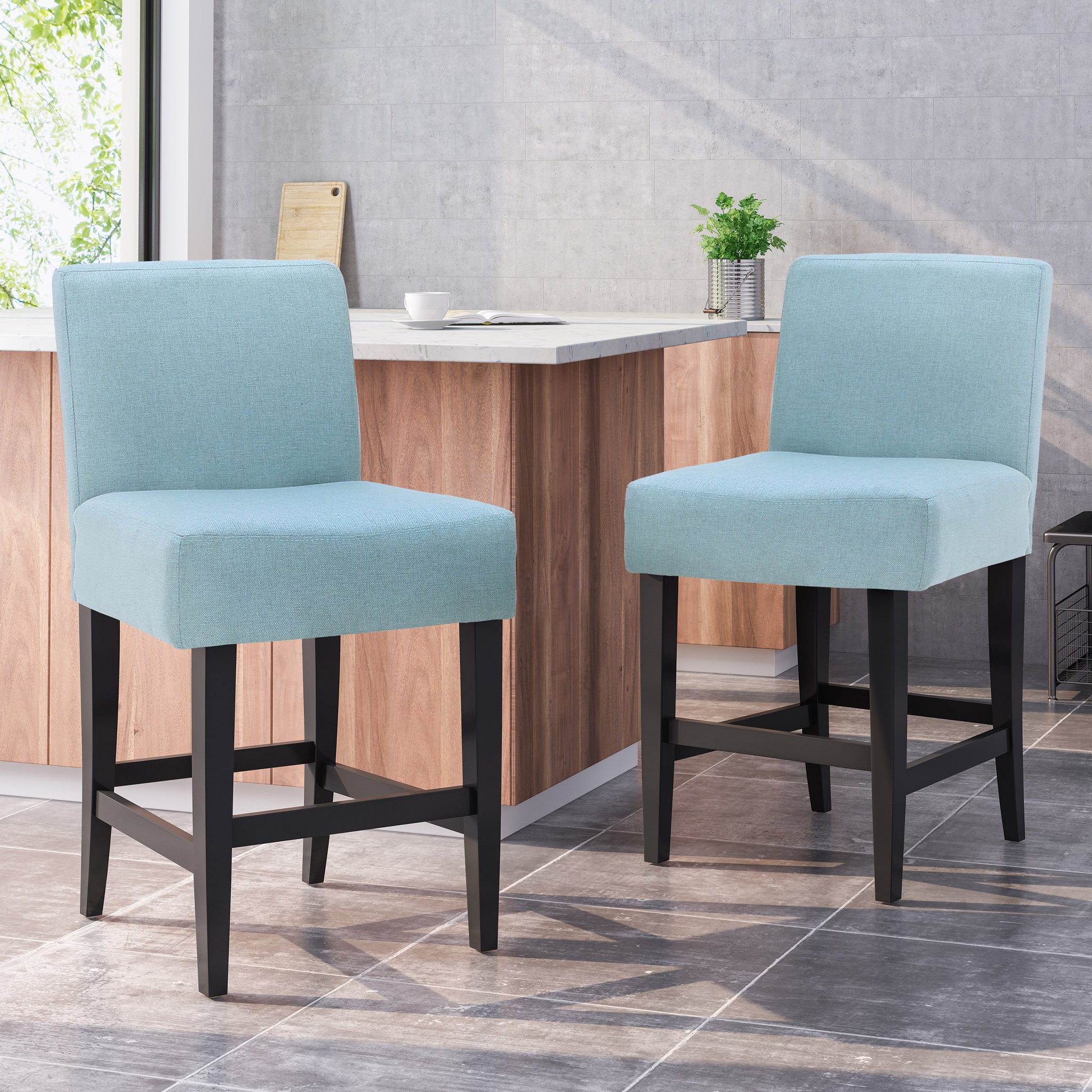 Zuma Kd Counter Stool Light Blue Fabric