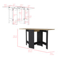 Folding Dining Table Evart, Living Room, Black Macadamia Multicolor Particle Board Engineered Wood