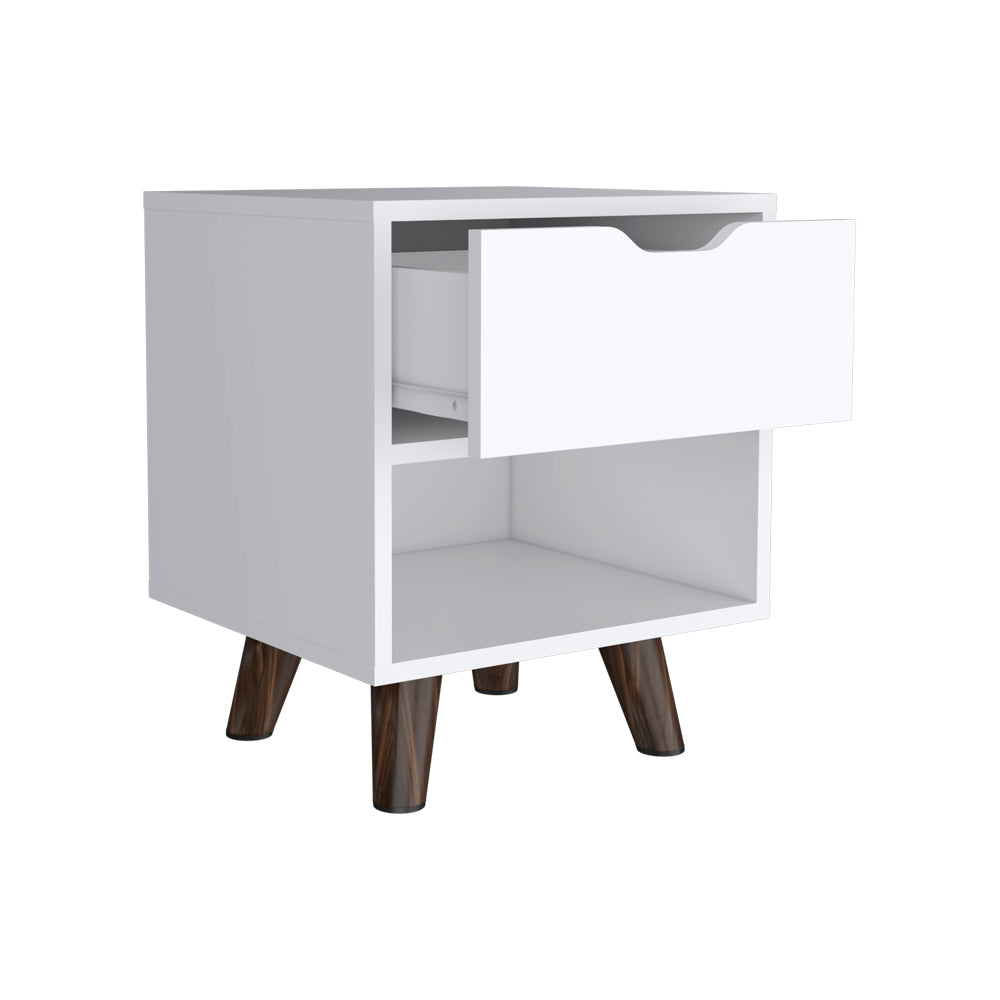 Nightstand Carleen, Bedroom, White White Particle Board Engineered Wood