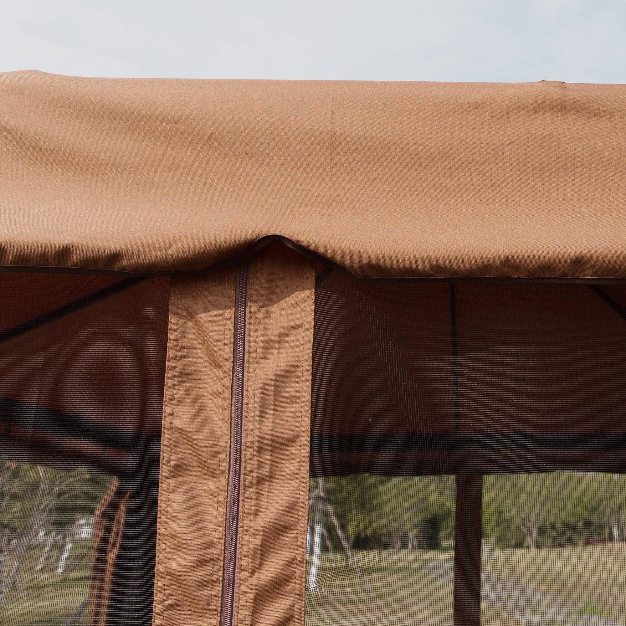 10' x 10' Patio Gazebo, Outdoor Gazebo Canopy Shelter brown-fabric