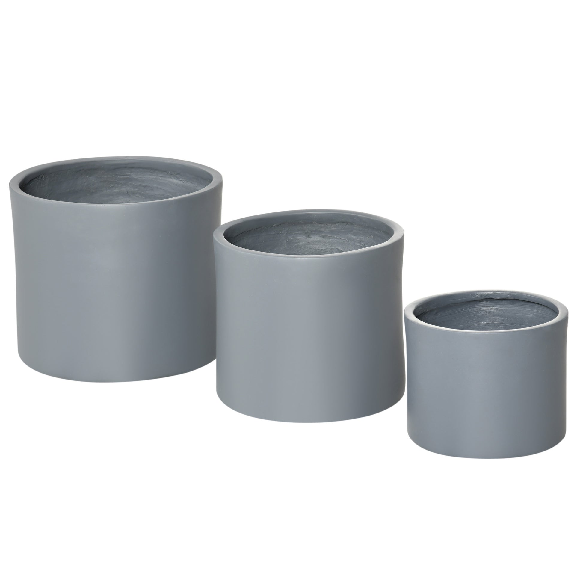 Set Of 3 Outdoor Planter Set, 13 11.5 9In, Mgo Flower Pots With Drainage Holes, Outdoor Ready & Stackable Plant Pot For Indoor, Entryway, Patio, Yard, Garden Dark Gray Magnesium Oxide