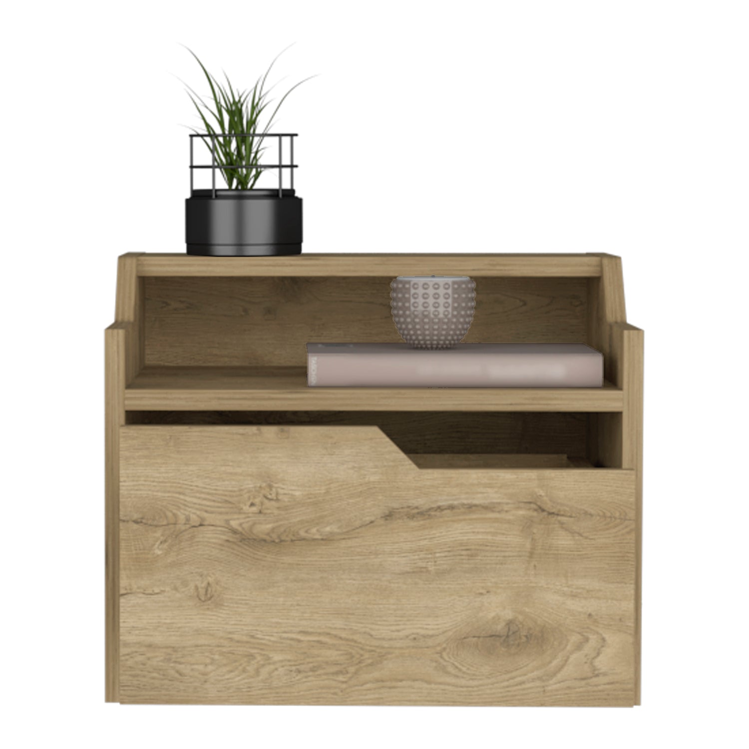 Floating Nightstand Chester, Bedroom, Macadamia Beige Particle Board Engineered Wood