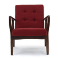 Deep Red Fabric Mid Century Modern Club Chair Red Fabric