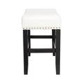 26 Inch Backless Ivory Leather Counter Stool Set Of 2 Ivory Leather