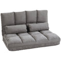 Convertible Floor Sofa Chair, Folding Couch Bed, Guest Chaise Lounge With 2 Pillows, Adjustable Backrest And Headrest, Dark Gray Dark Gray Polyester