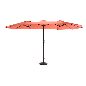14.8 Ft Double Sided Outdoor Umbrella Rectangular Large With Crank Orange No Orange Garden & Outdoor Steel