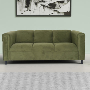 Green Suede Sofa, Modern 3 Seater Sofas Couches For Living Room, Bedroom, Office, And Apartment With Solid Wood Frame Green Wood Foam Suede