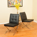 Pavilion Dining Chair Set Of 2 Black Tufted Back Foam Leather