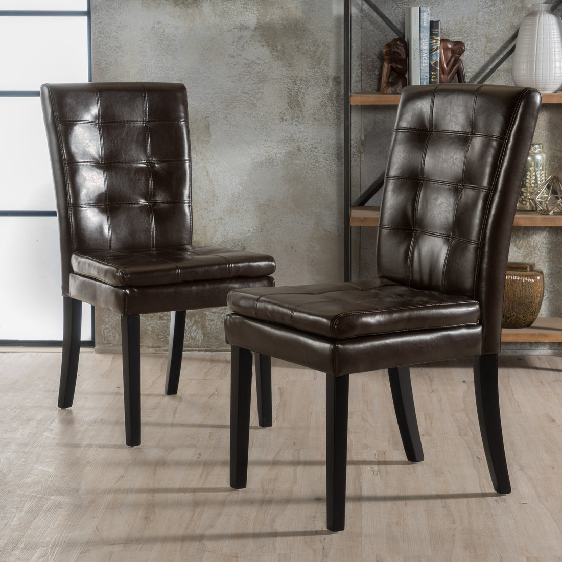 Badin Kd Dining Chair Chocolate Pu Leather