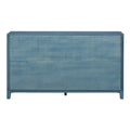 Retro 4 Door Mirrored Buffet Sideboard With Metal Pulls For Dining Room, Living Room And Hallway Navy Navy Solid Wood