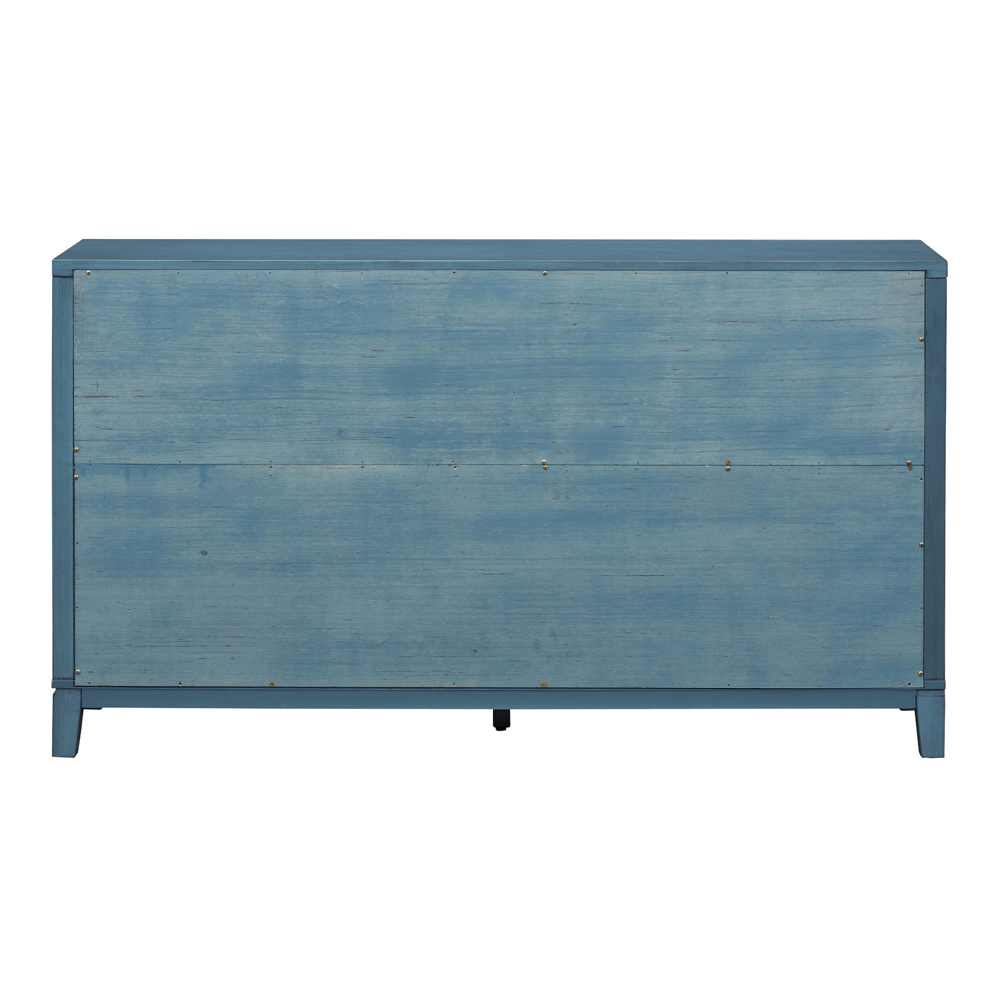 Retro 4 Door Mirrored Buffet Sideboard With Metal Pulls For Dining Room, Living Room And Hallway Navy Navy Solid Wood