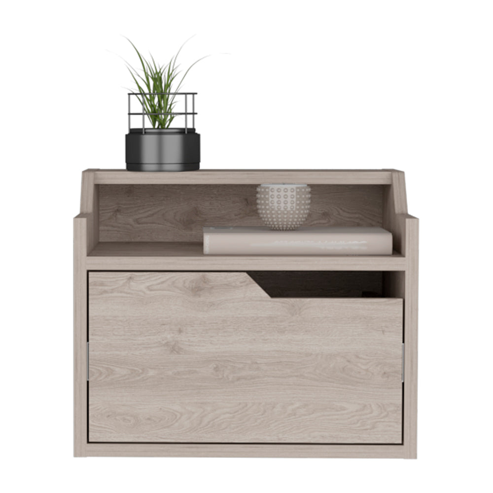 Floating Nightstand Chester, Bedroom, Light Gray Light Gray Particle Board Engineered Wood