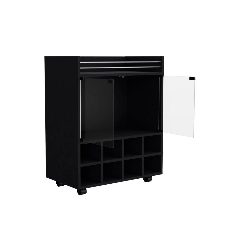 Bar Cart Philadelphia, Living Room, Black Black Particle Board Engineered Wood