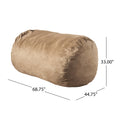 Asher Soft Microfiber Suede 6.5 Ft Cylinder Bean Bag Champagne Pvc