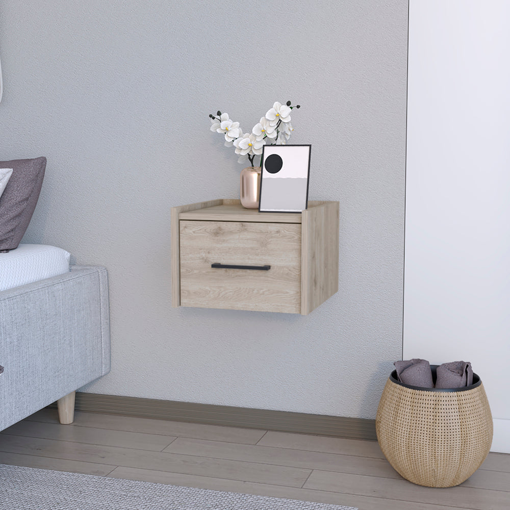 Floating Nightstand Calion, Bedroom, Light Gray Light Gray Particle Board Engineered Wood