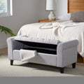 Hayes Armed Storage Bench Light Grey Fabric