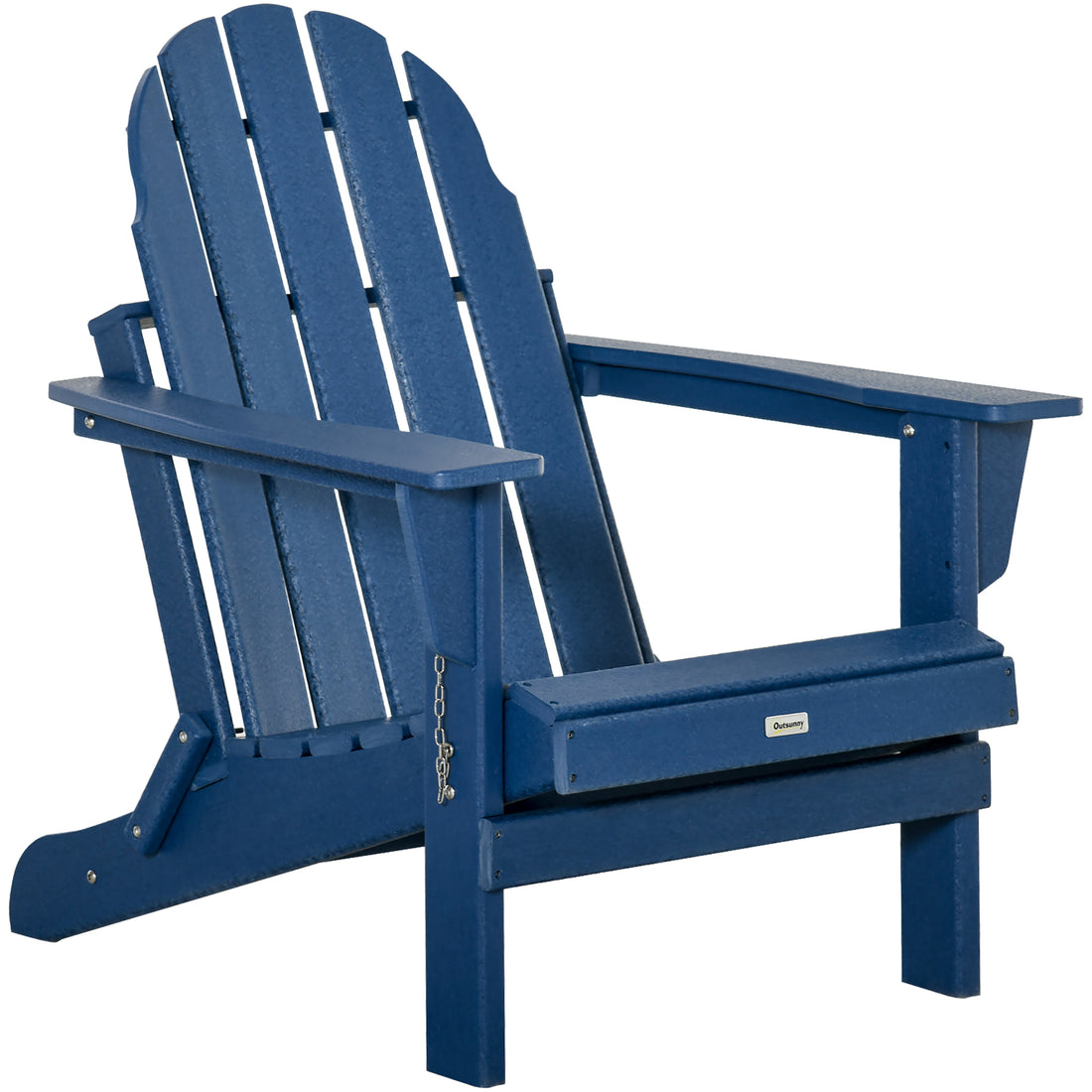 Folding Adirondack Chair, Faux Wood Patio & Fire Pit Chair, Weather Resistant Hdpe For Deck, Outside Garden, Porch, Backyard, Blue Blue Hdpe