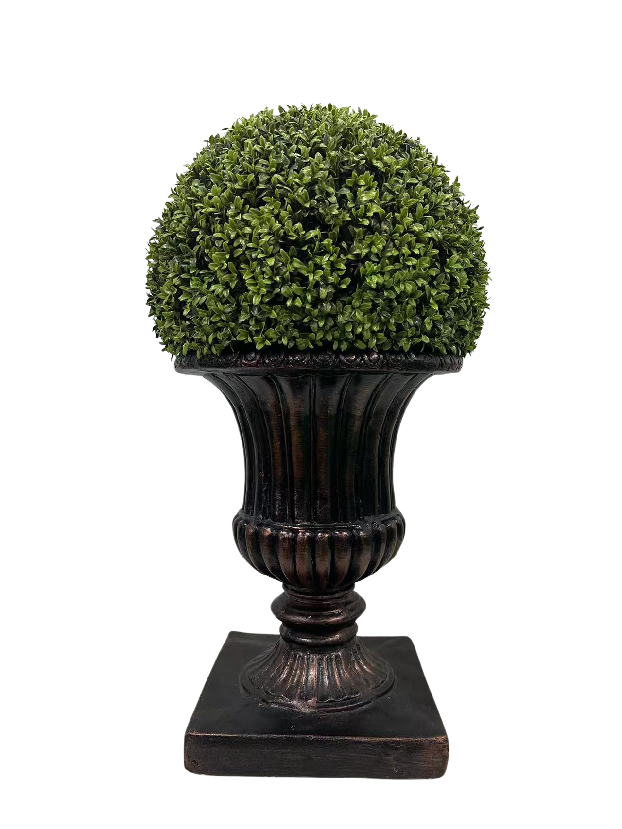 32" Ball Topiary in Brown Pedestal Pot,