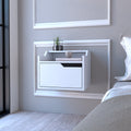 Floating Nightstand Chester, Bedroom, White White Particle Board Engineered Wood