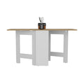 Folding Dining Table Evart, Living Room, White Macadamia Multicolor Particle Board Engineered Wood