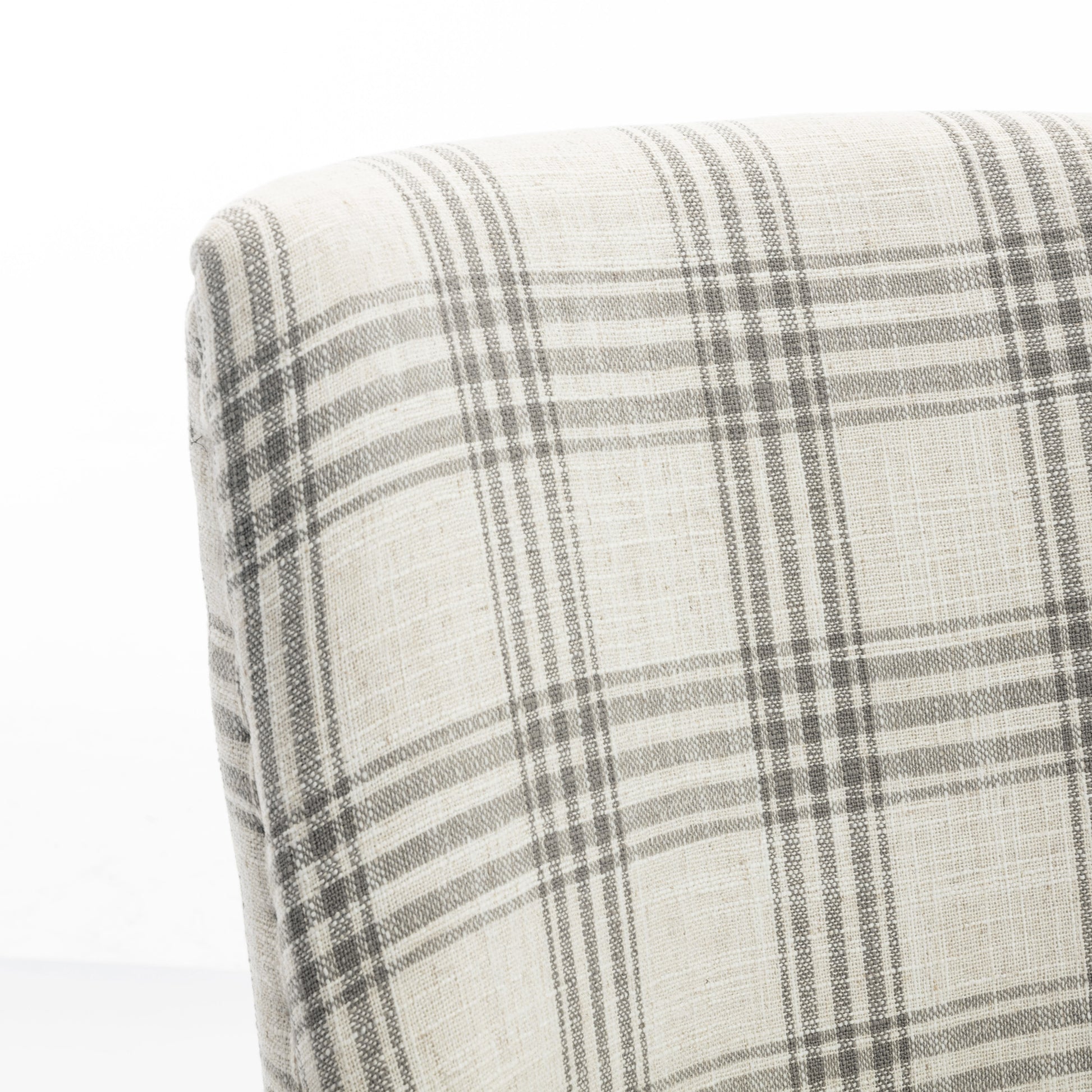 Dining Chair Grey Plaid Fabric