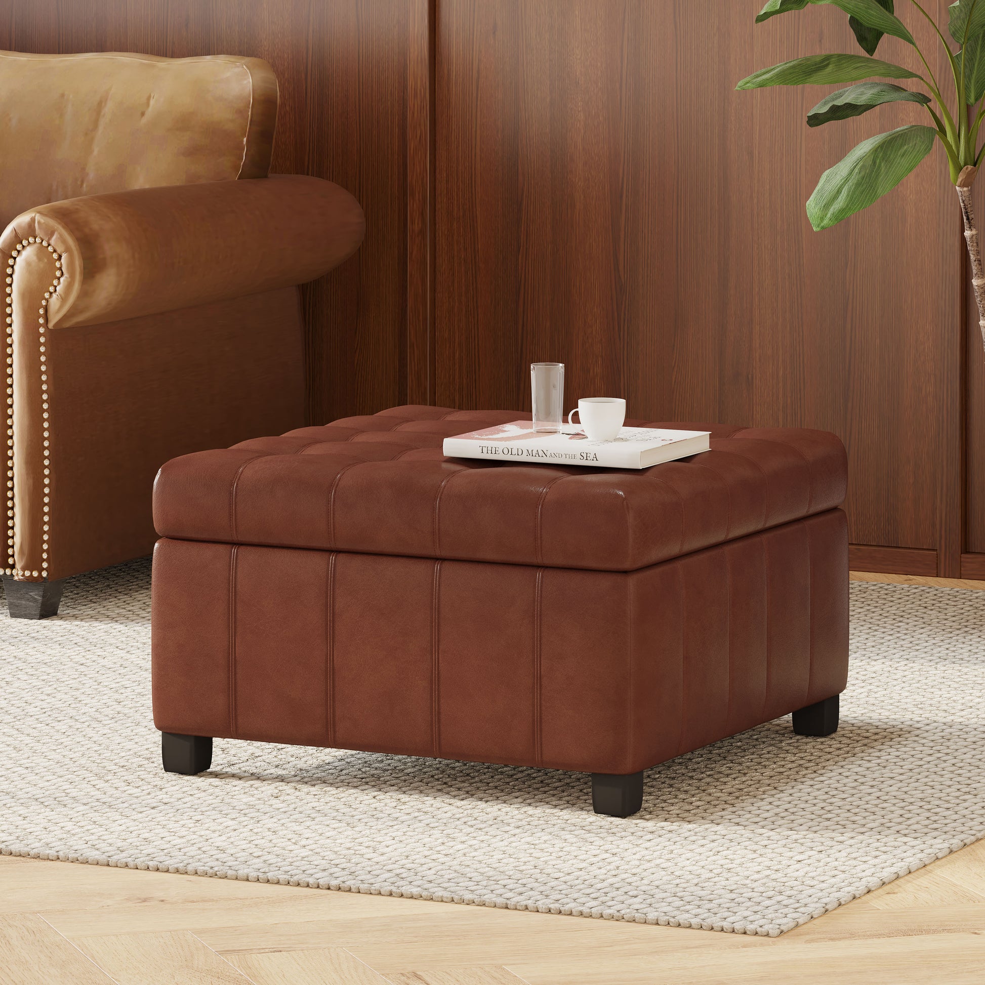 Isabella Ottoman Light Brown Pu