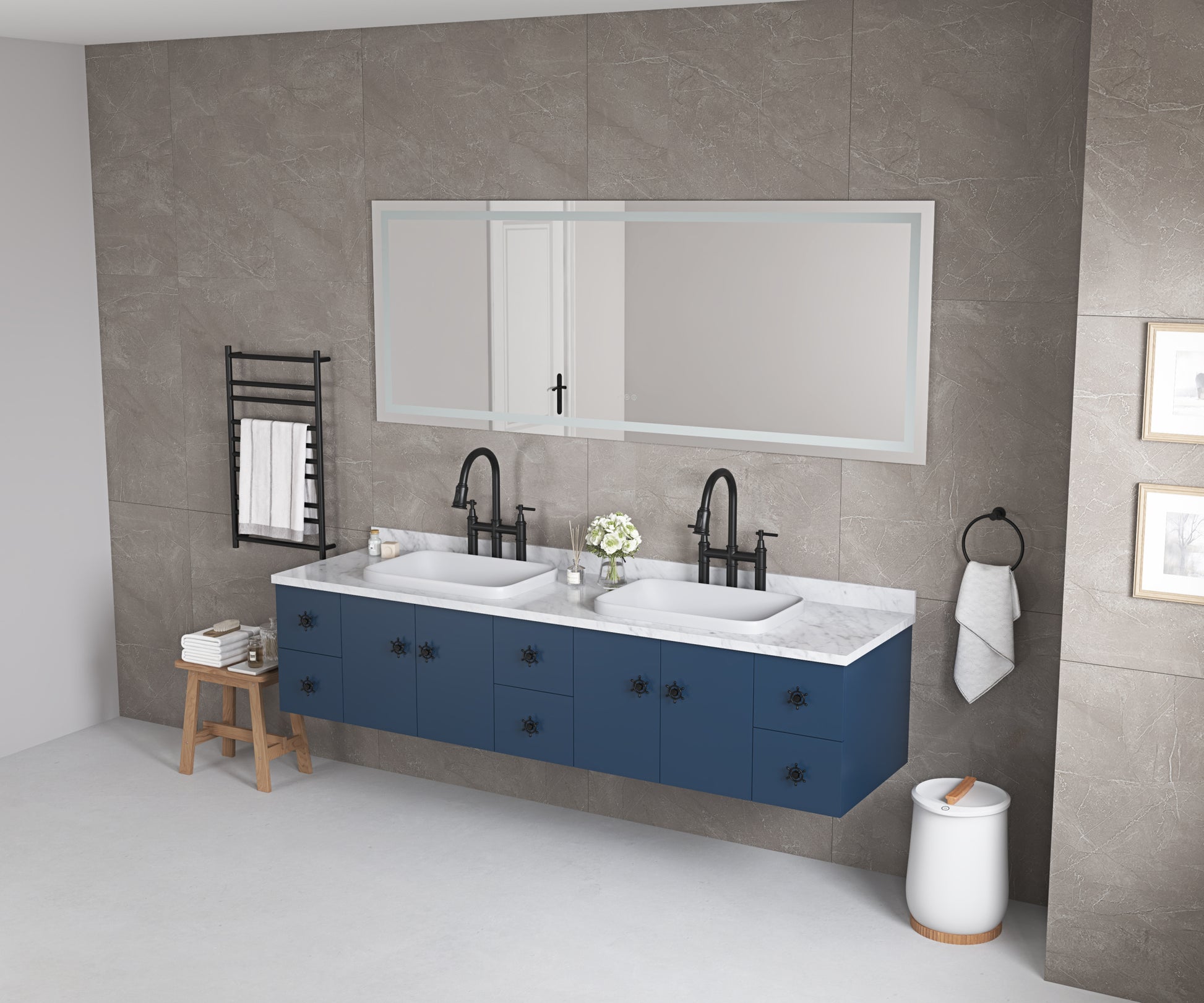 72*32 bathroom led mirror is multi functional and each white-aluminium