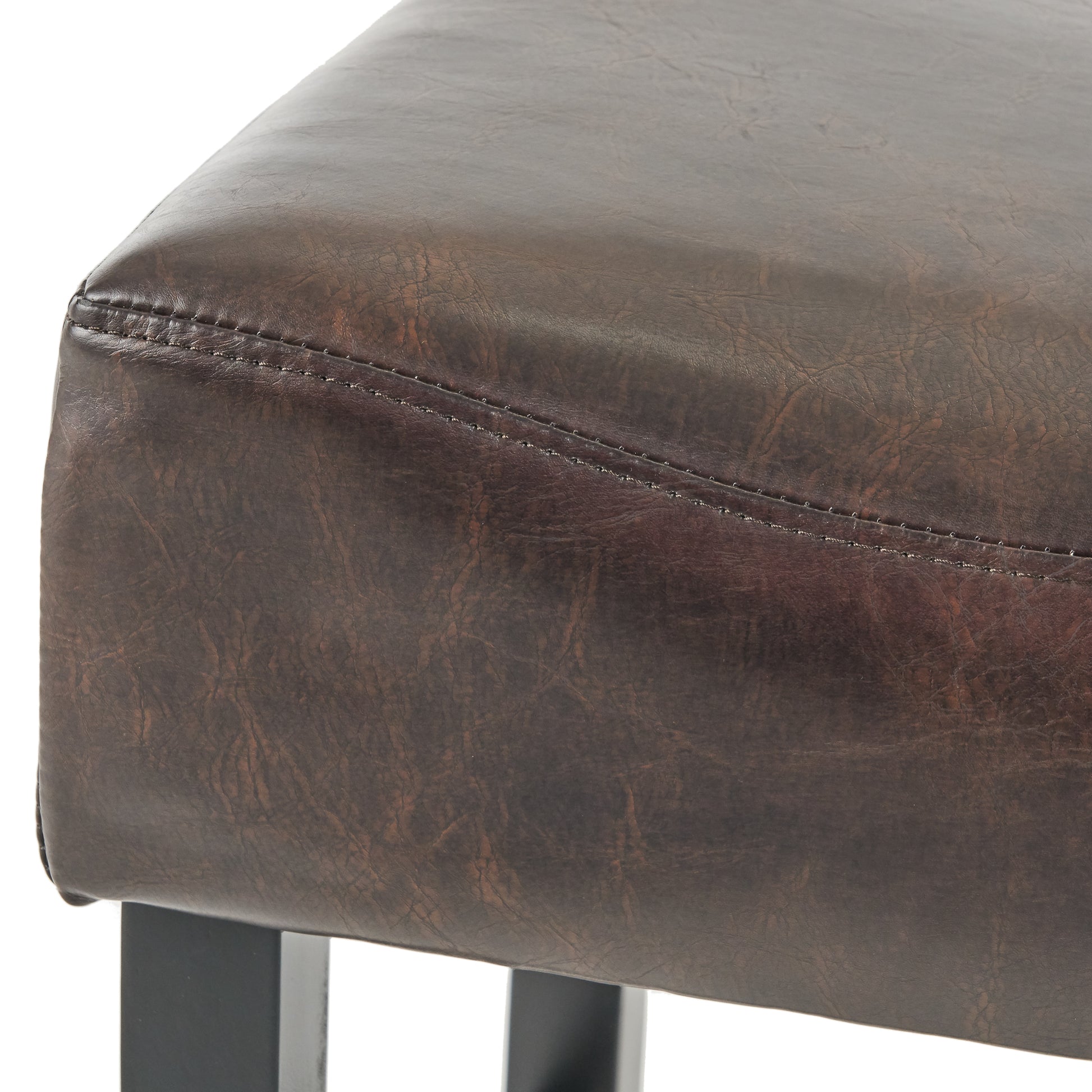 30 Inch Bonded Leather Backless Bar Stool Set Of 2 , Brown Brown Bar Stools Set Of 2 Leather