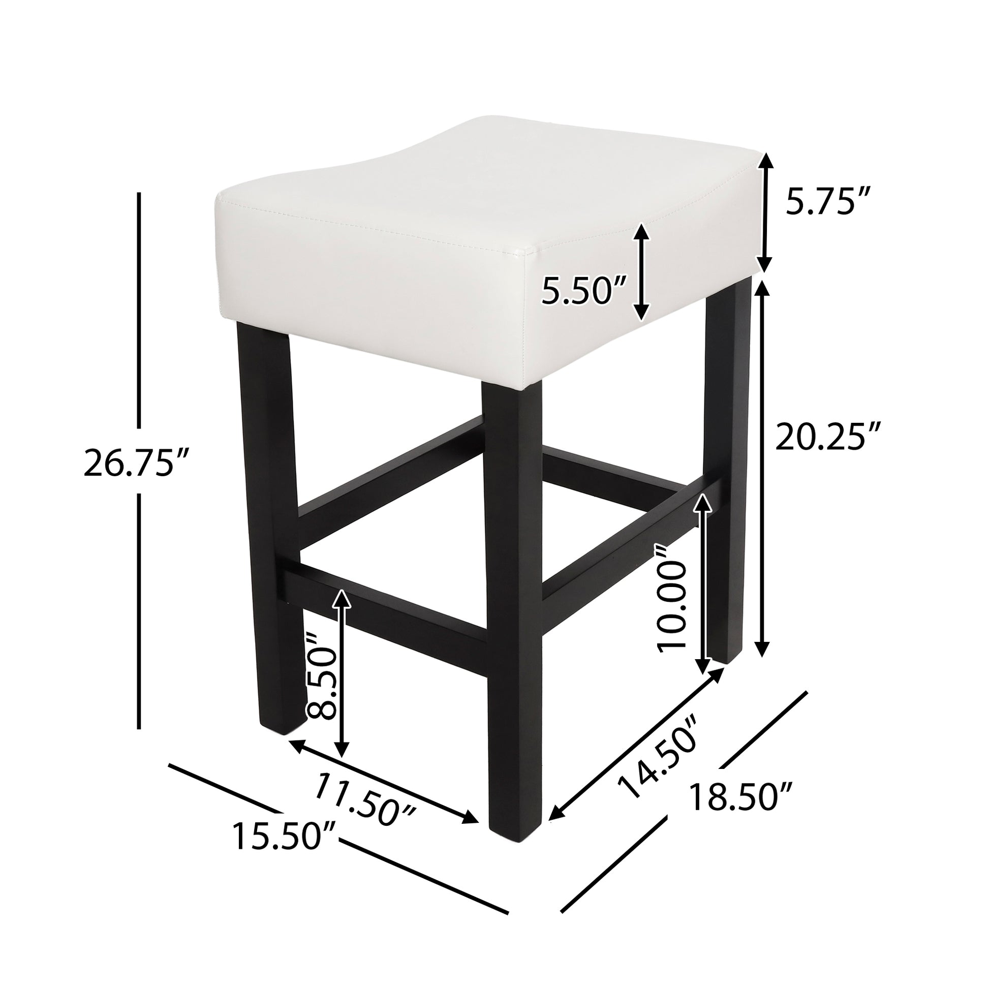 Zuma Kd Backless Counter Stool Ivory Leather