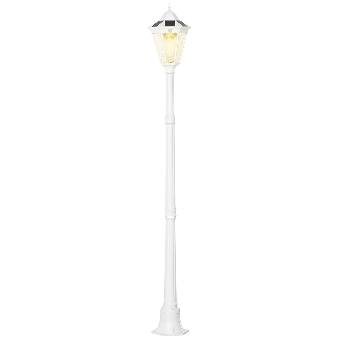 77" Solar Lamp Post Light, Waterproof Aluminum Outdoor Vintage Street Lamp, Motion Activated Sensor Pir, Adjustable Brightness, For Garden, Lawn, Pathway, Driveway, White Brown Metal