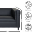 Black Broadway Faux Leather Loveseat Sofa For Living Room, Modern D Cor Beautiful Seat Mini Small Couches For Small Spaces And Bedroom With Solid Wood Frame Black Wood Foam Faux Leather