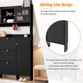 Contemporary Shoe Cabinet With Open Storage Platform, Tempered Glass Hall Tree With 3 Flip Drawers, Versatile Tall Cabinet With 4 Hanging Hooks For Hallway, Black 3 4 Drawers Black Primary Living Space Adjustable Shelves Particle Board