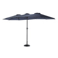 14.8 Ft Double Sided Outdoor Umbrella Rectangular Large With Crank Navy Blue No Navy Blue Garden & Outdoor Steel