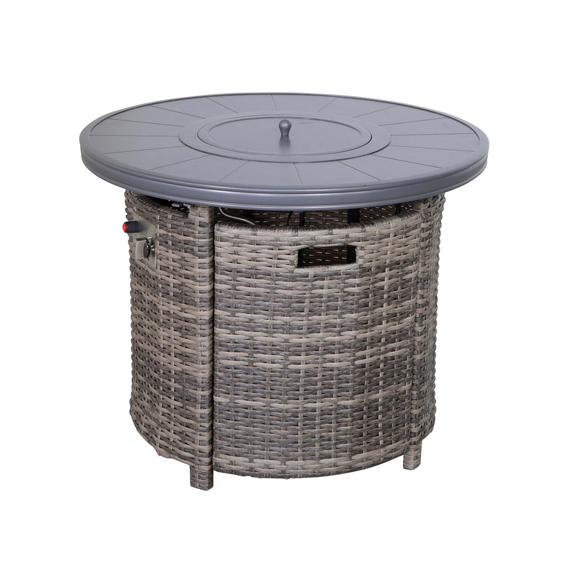 25" H X 32" W Aluminum Outdoor Fire Pit Table With Lid Mixed Gray Grey Mix Modern Aluminium