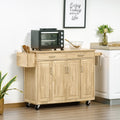 Kitchen Island on Wheels, Natural Hardwood