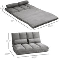 Convertible Floor Sofa Chair, Folding Couch Bed, Guest Chaise Lounge With 2 Pillows, Adjustable Backrest And Headrest, Dark Gray Dark Gray Polyester
