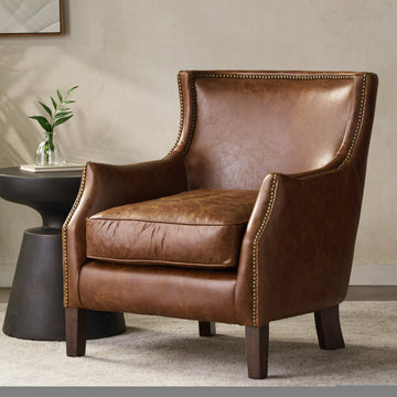 Single Sofa Brown Leather