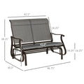 2 Person Outdoor Glider Bench Patio Glider Loveseat Chair With Powder Coated Steel Frame 2 Seats Porch Rocking Glider For Backyard, Lawn, Garden And Porch, Mixed Grey Gray Steel