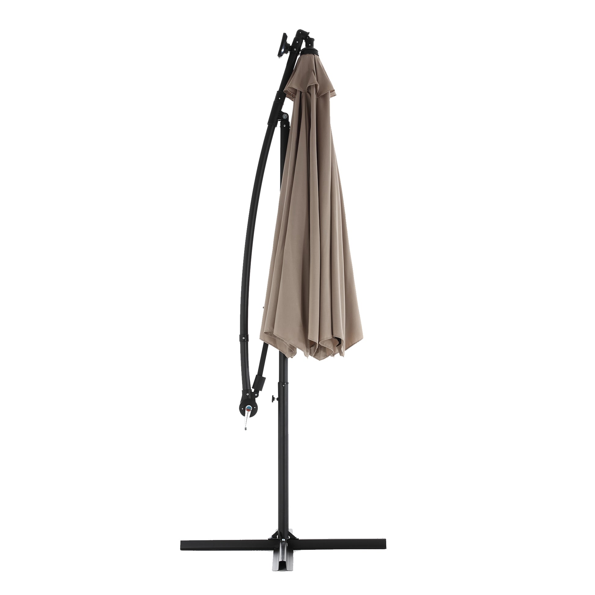 10ft Solar LED Offset Hanging Market Patio Umbrella (Khaki) 10ft Solar LED Offset Hanging Market Patio Umbrella (Khaki)