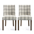 Dining Chair Grey Plaid Fabric