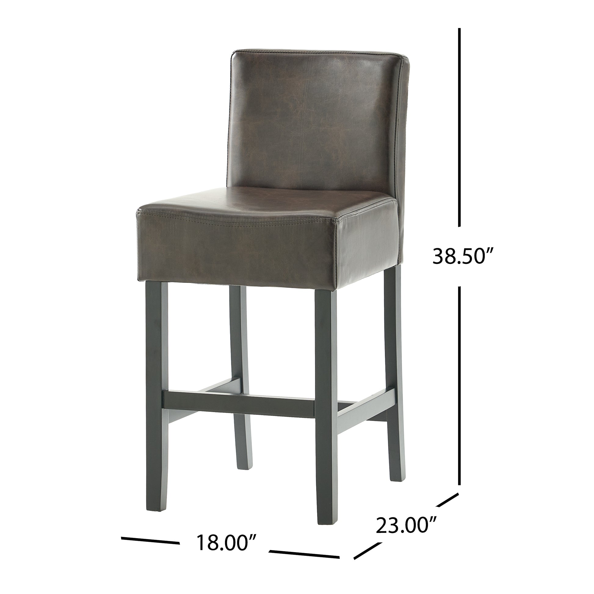 Set Of 2 26" Portman Bonded Leather Counter Height Barstool, Brown Brown Set Of 2 Leather