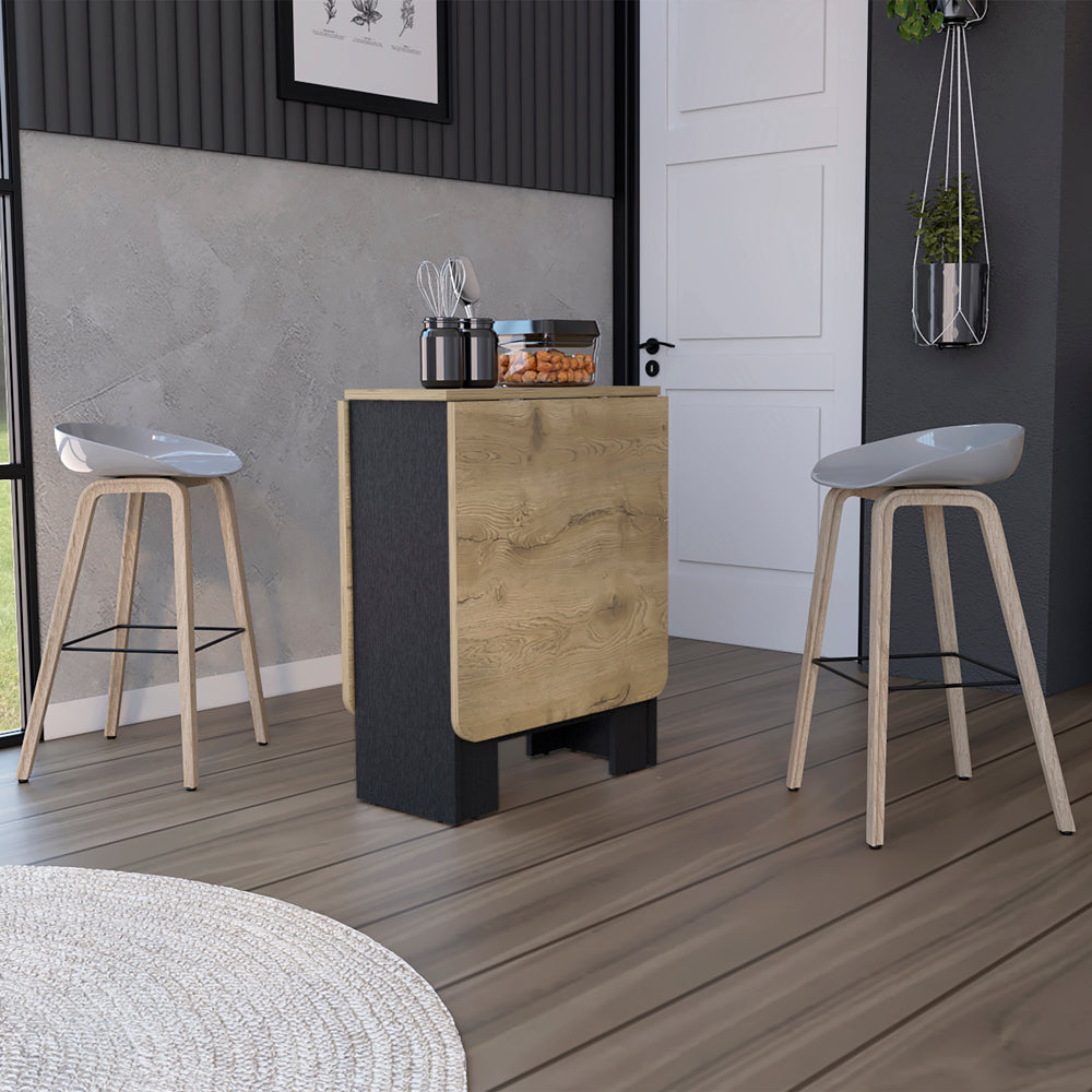 Folding Dining Table Evart, Living Room, Black Macadamia Multicolor Particle Board Engineered Wood