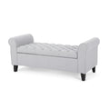 Hayes Armed Storage Bench Light Grey Fabric