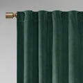 Room Darkening Poly Velvet Rod Pocket Back Tab Curtain Panel Pair 2 Pcs Window Panels Green Polyester